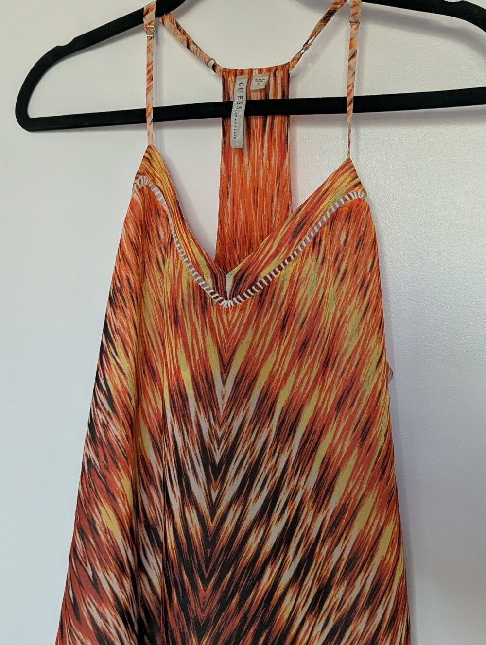 Guess Orange Multicolor V-Neck Spaghetti Strap Tank